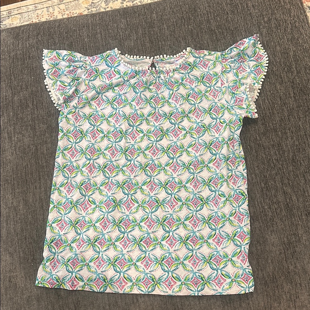 NWT Stella Parker Blouse Geoprint (white pink yellow blue) size small